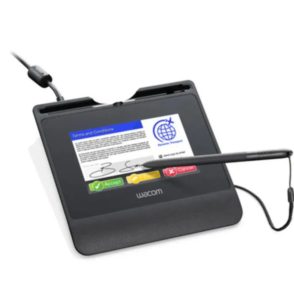 Compact Wacom signature pad capturing legally valid e-signatures