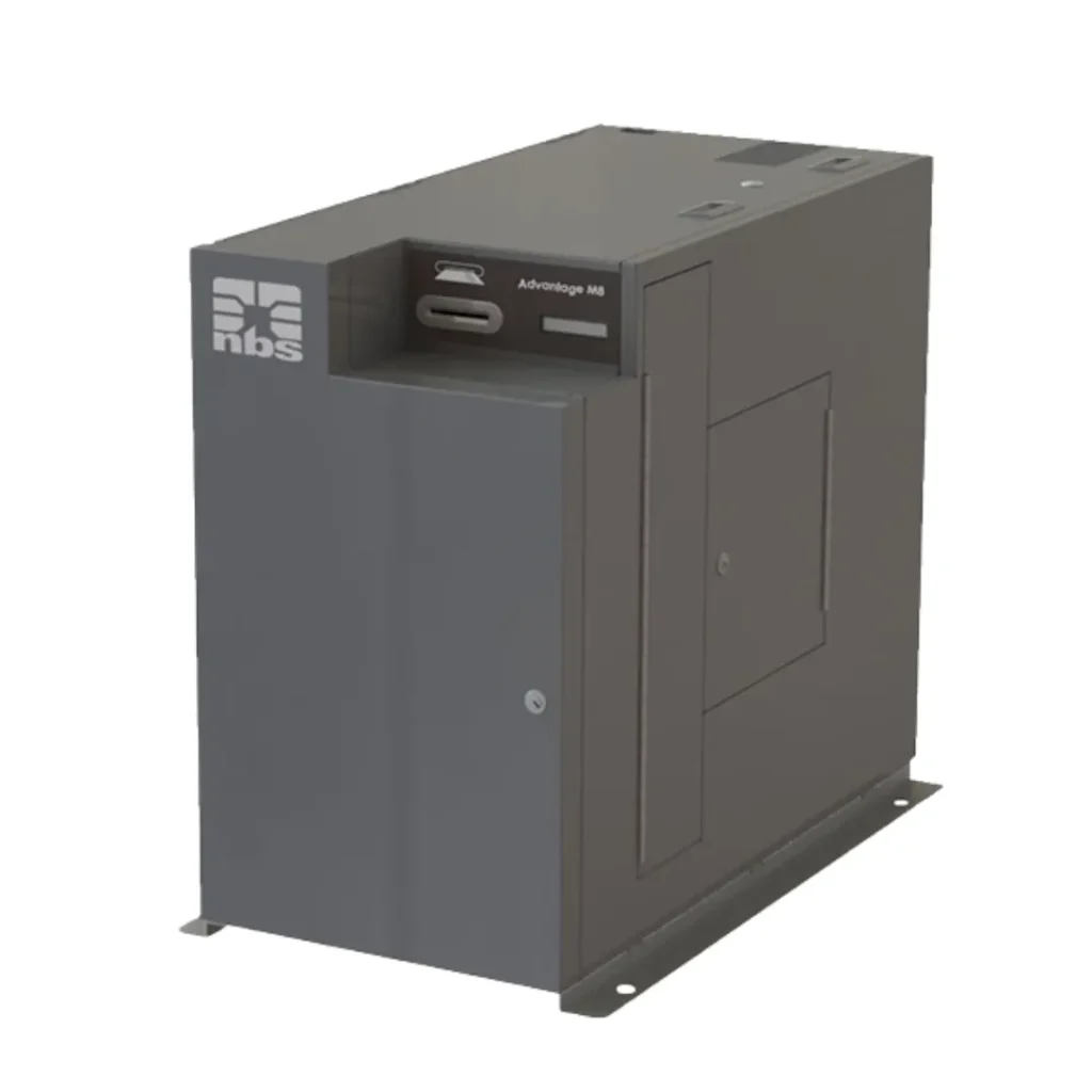 NBS M8 all-in-one desktop card embosser with embossing, encoding, and printing