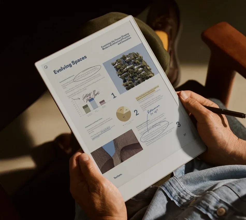 Close up of reMarkable digital notebook paper like writing surface