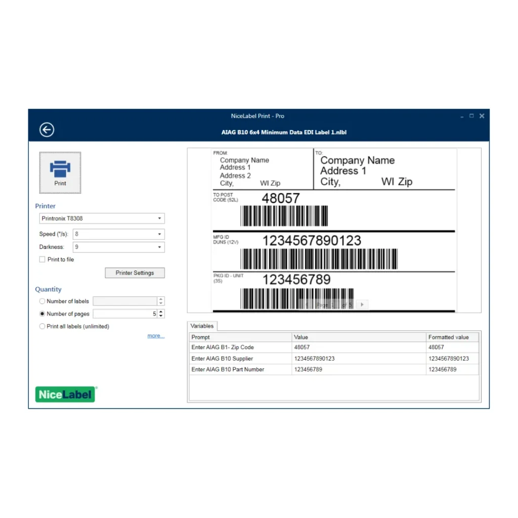 NiceLabel Design and Print software