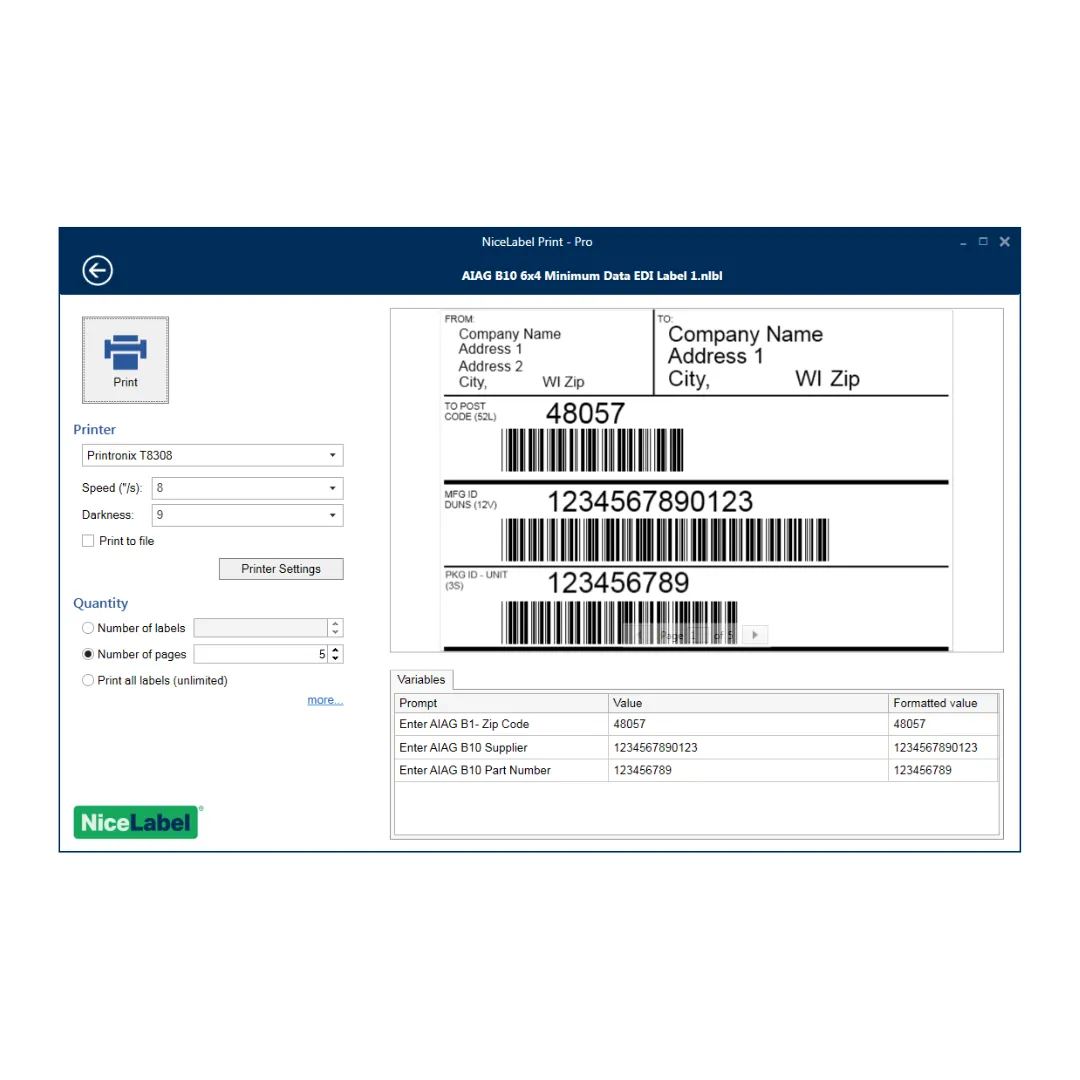NiceLabel Design and Print software